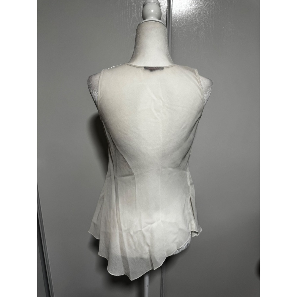 Vintage Sheer‎ Ivory Lace Embellished V Neck Sleeveless Peplum Top size Medium - Picture 3 of 4